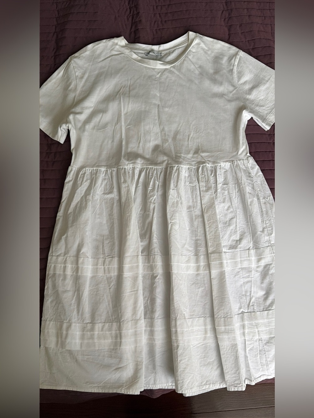 Zara White Short-Sleeve Tiered Dress - Picture 3 of 9
